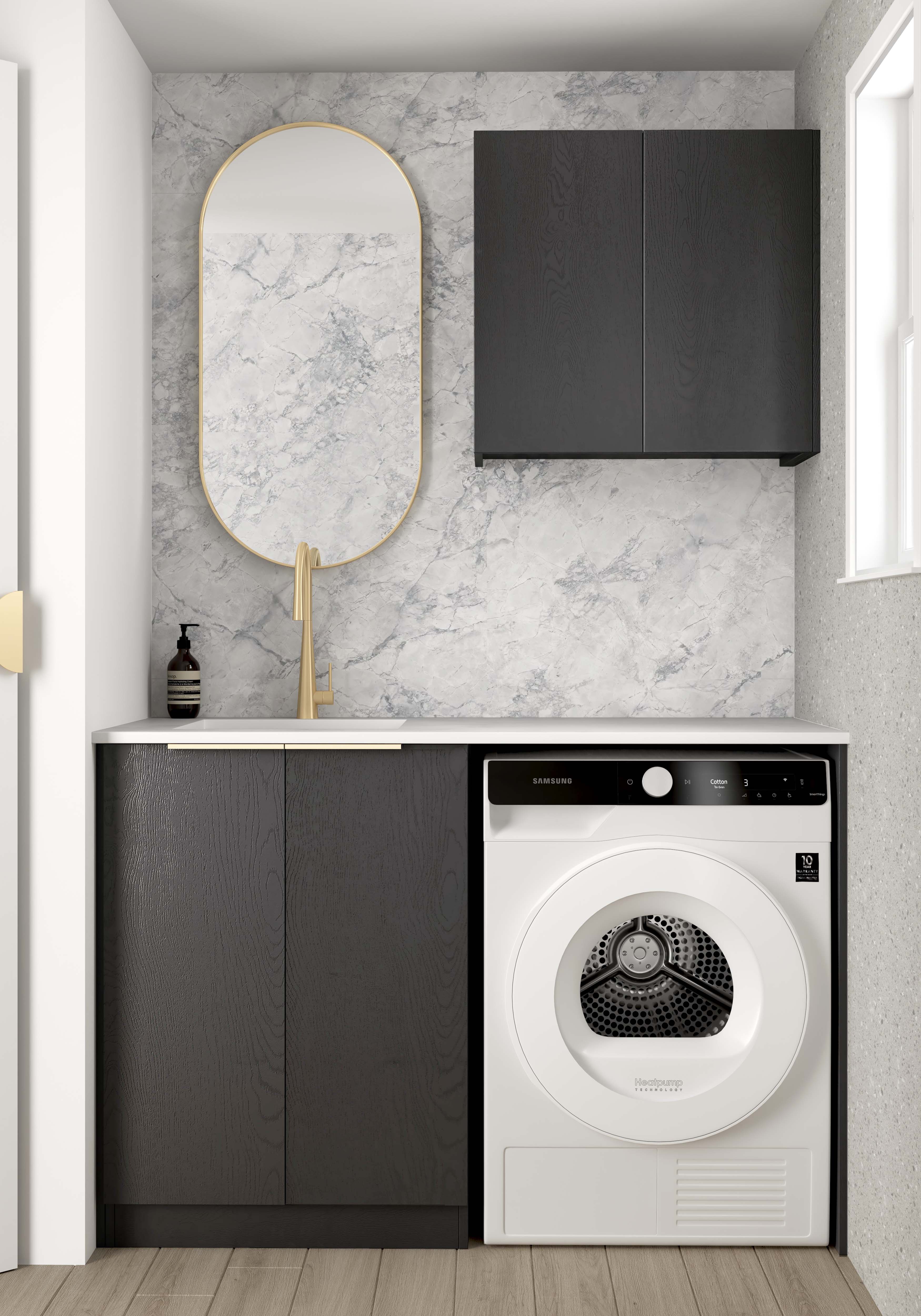 OTTI BYRON/BONDI BLACK OAK LAUNDRY – Plumbed