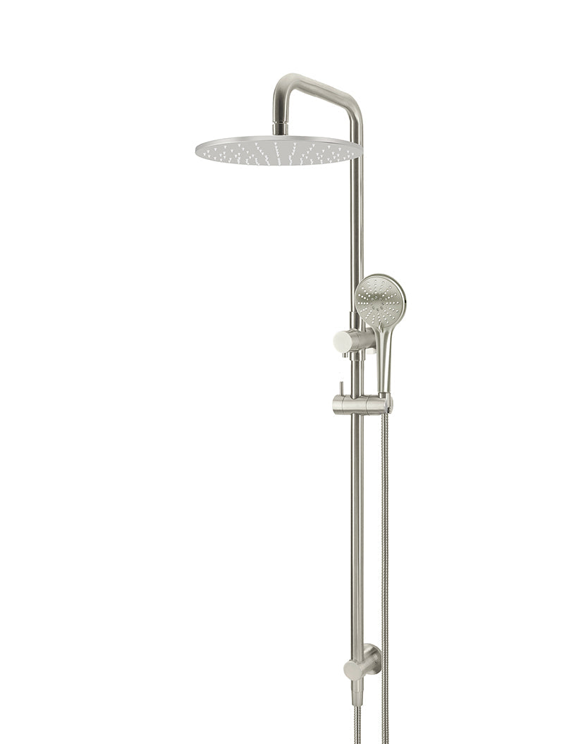 MEIR ROUND COMBINATION SHOWER RAIL 300MM ROSE, THREE FUNCTION HAND SHOWER