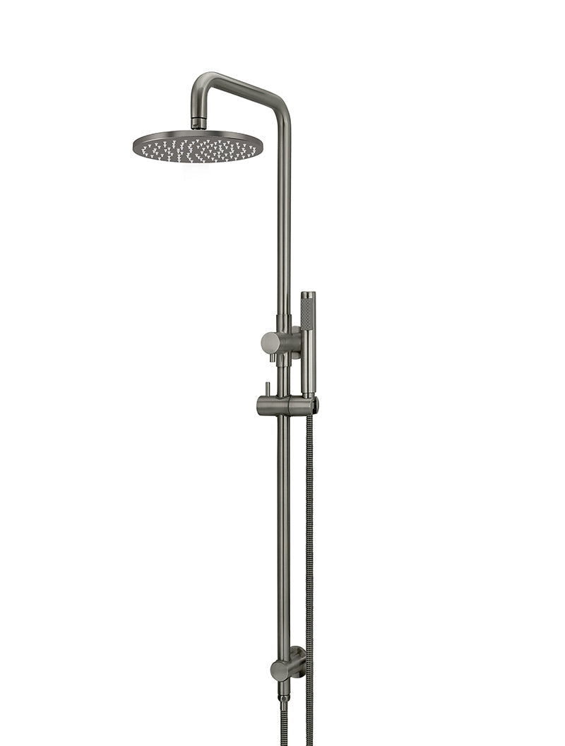 MEIR ROUND COMBINATION SHOWER RAIL 200MM ROSE, SINGLE FUNCTION HAND SHOWER