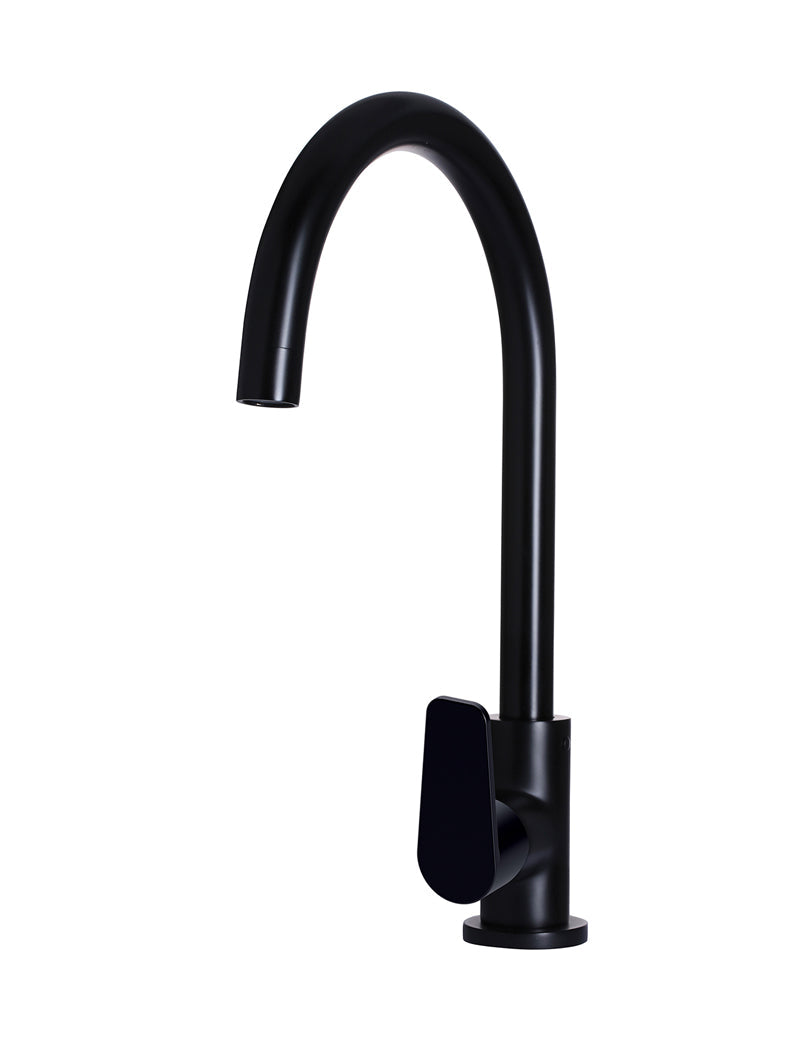 MEIR ROUND PADDLE GOOSENECK KITCHEN MIXER TAP