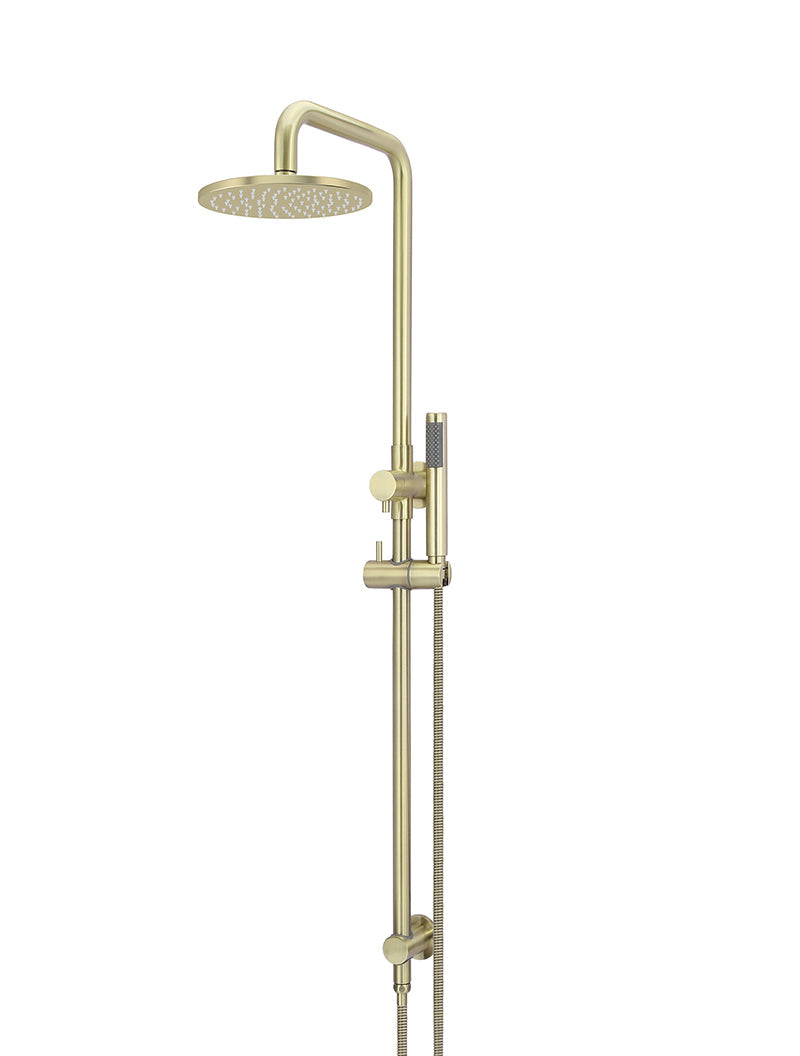 MEIR ROUND COMBINATION SHOWER RAIL 200MM ROSE, SINGLE FUNCTION HAND SHOWER
