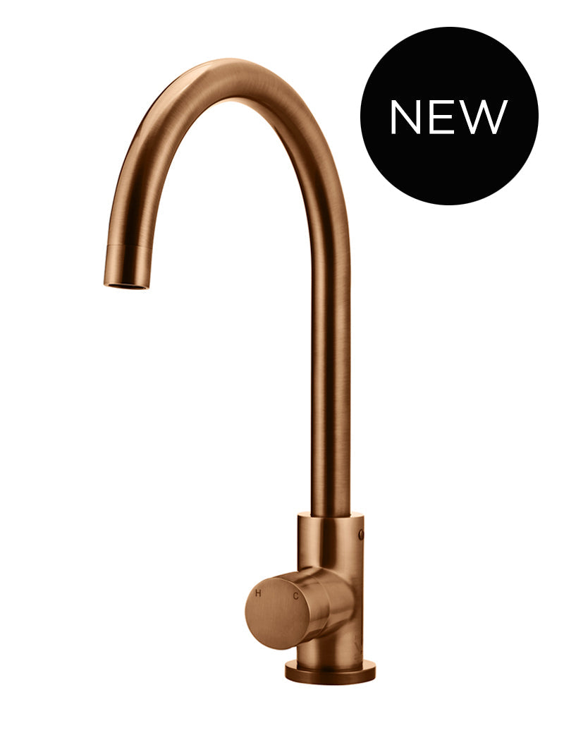 MEIR ROUND PINLESS GOOSENECK KITCHEN MIXER TAP
