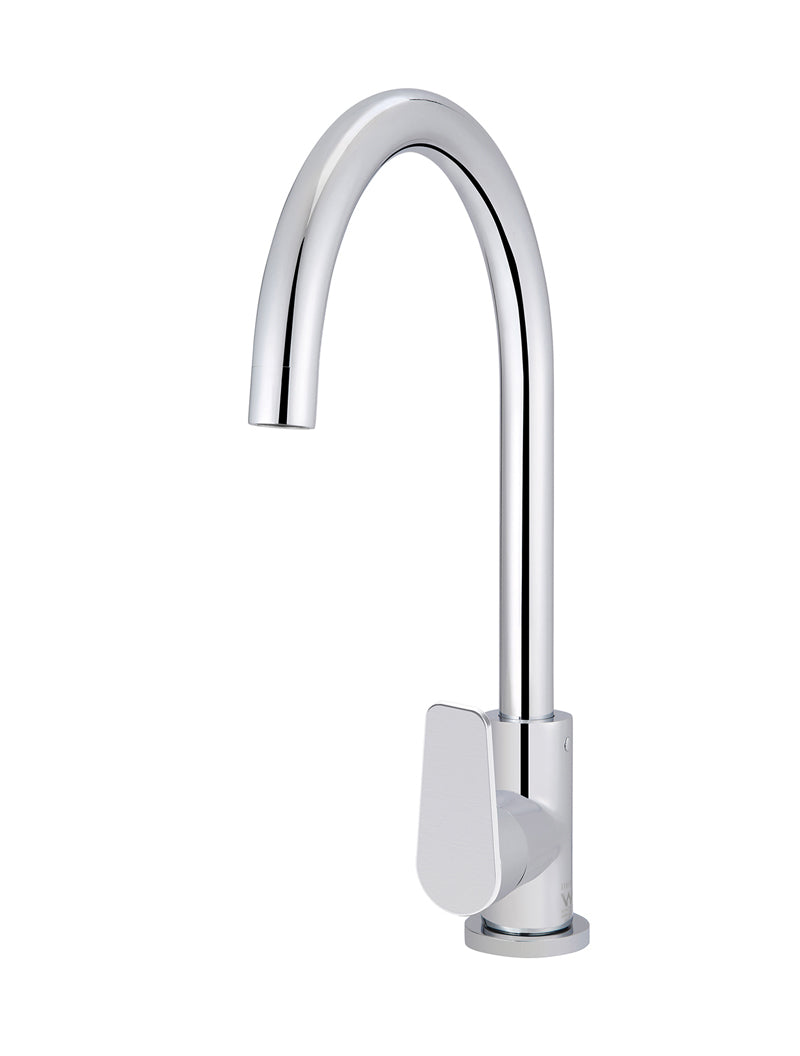 MEIR ROUND PADDLE GOOSENECK KITCHEN MIXER TAP