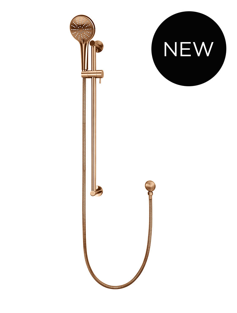 ROUND THREE FUNCTION HAND SHOWER ON RAIL COLUMN