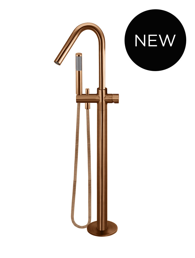 MEIR ROUND PINLESS FREESTANDING BATH SPOUT AND HAND SHOWER