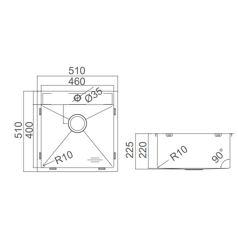 IMPACT TOP MOUNT SINK WITH TAP HOLE