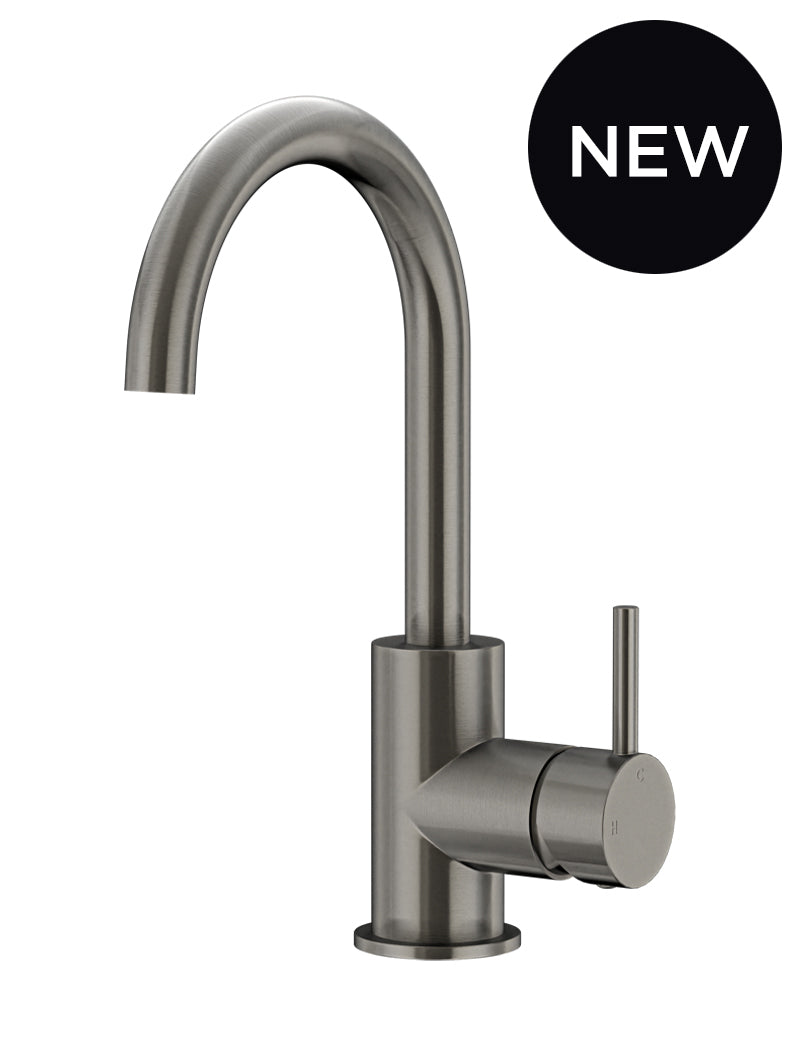 MEIR ROUND GOOSENECK BASIN MIXER WITH COLD START