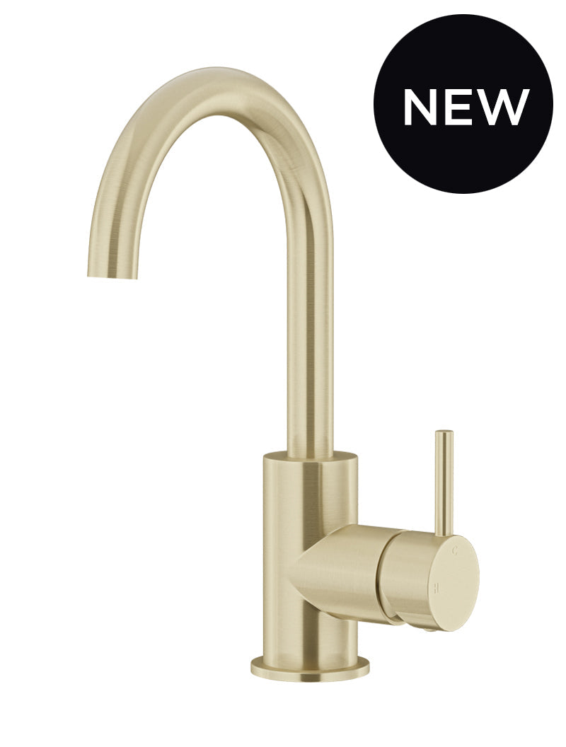 MEIR ROUND GOOSENECK BASIN MIXER WITH COLD START