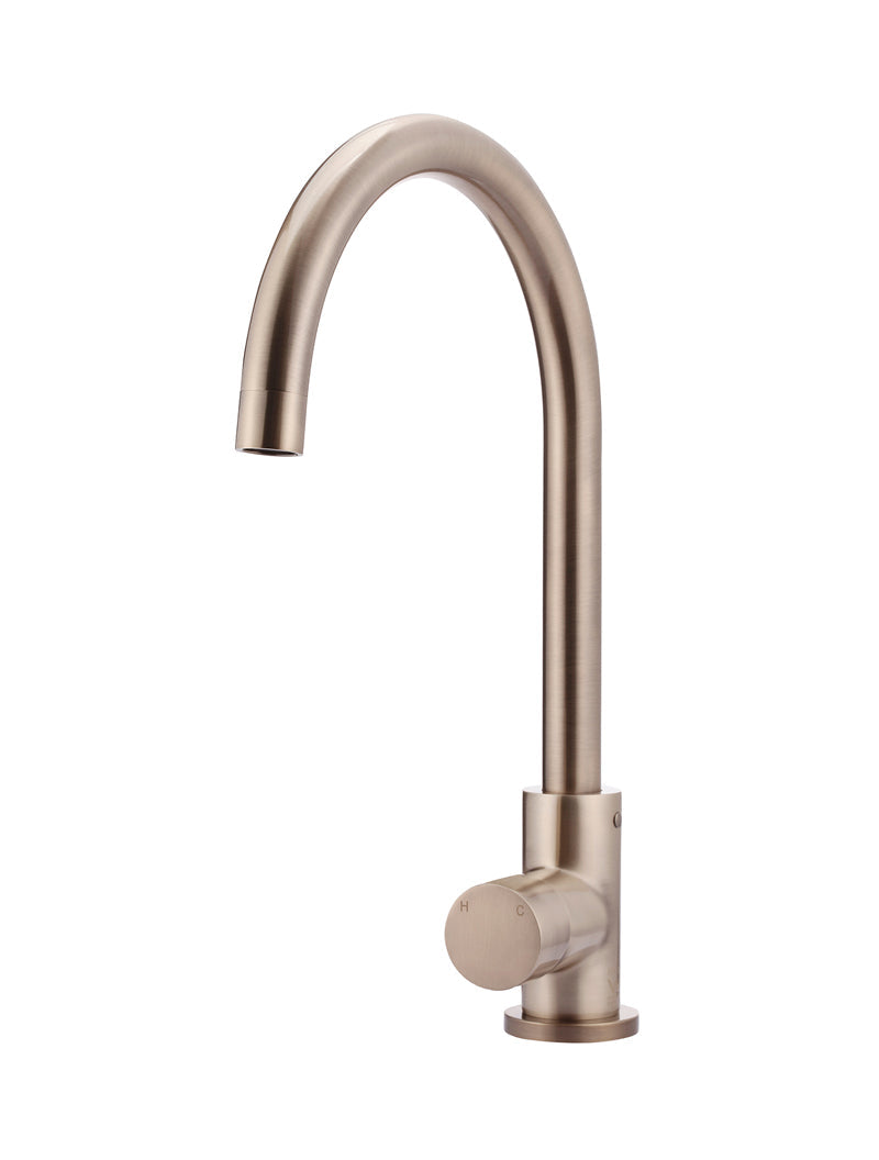MEIR ROUND PINLESS GOOSENECK KITCHEN MIXER TAP