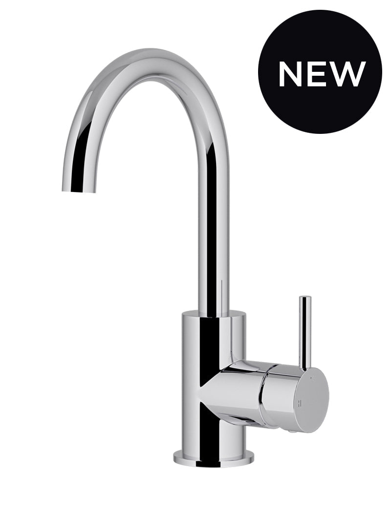 MEIR ROUND GOOSENECK BASIN MIXER WITH COLD START