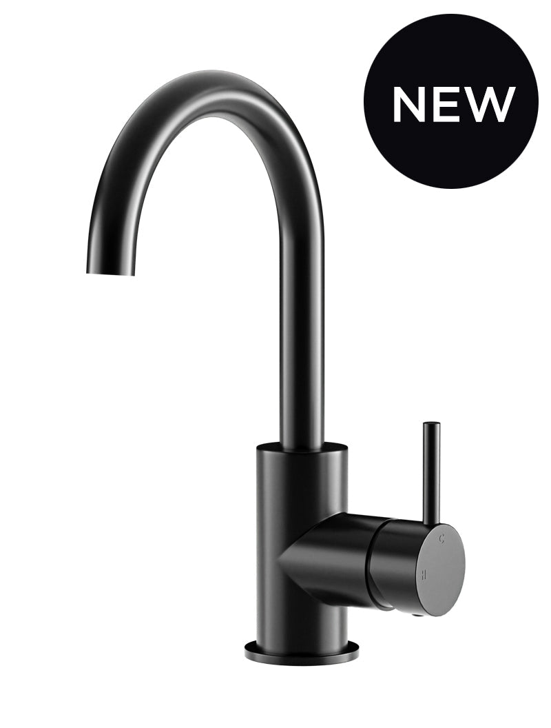MEIR ROUND GOOSENECK BASIN MIXER WITH COLD START