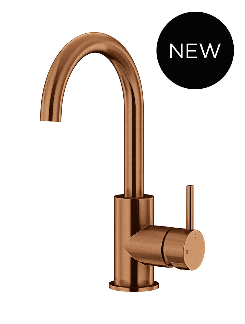 MEIR ROUND GOOSENECK BASIN MIXER WITH COLD START