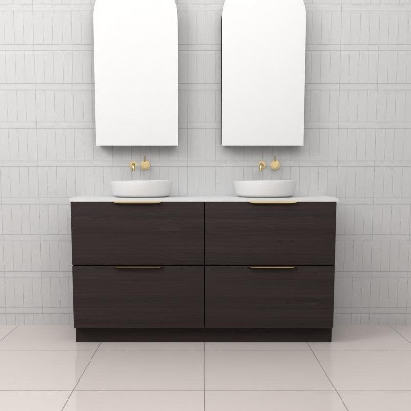 CELESTE DUO ESPRESSO OAK FREESTANDING VANITY - CAB ONLY