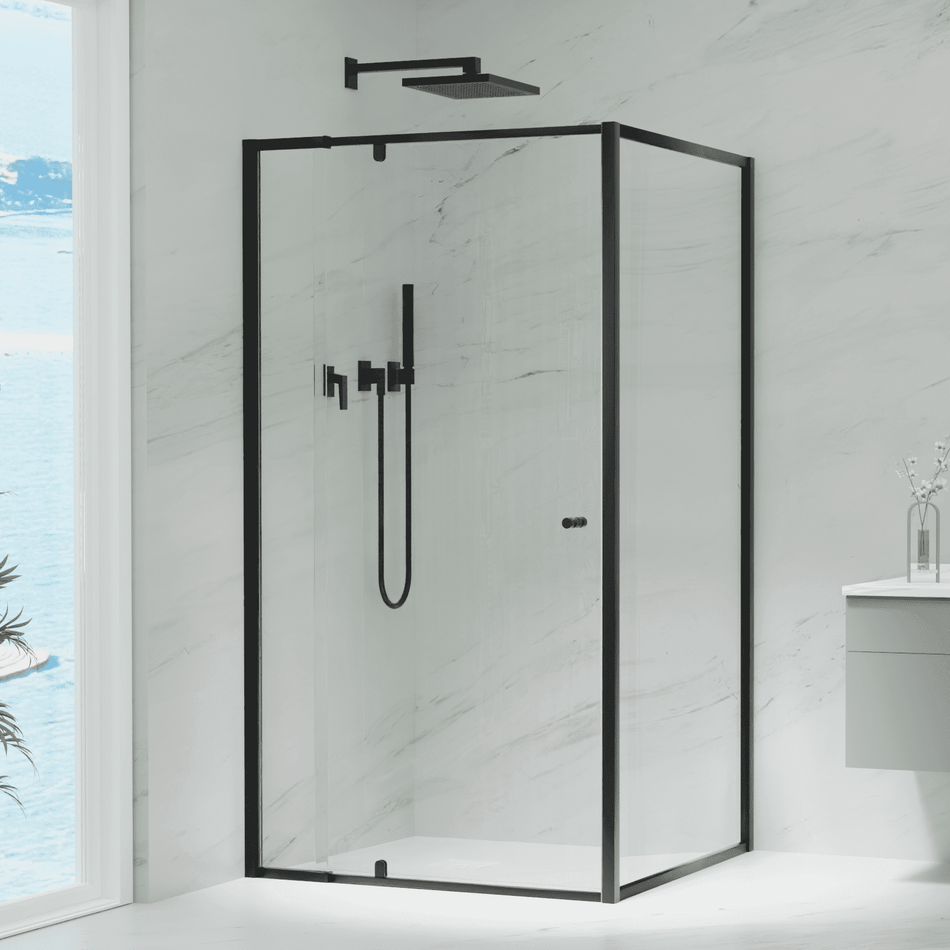 CV BLACK SEMI FRAMELESS SHOWER SCREEN
