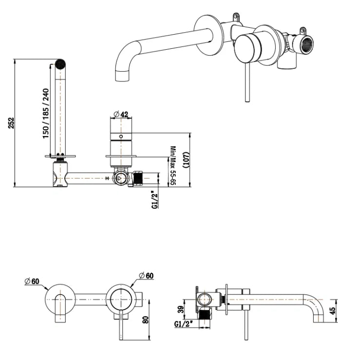 MICA WALL-SPOUT COMBO – BODY ONLY