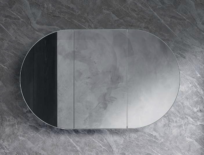 AMBER OVAL MIRROR SHAVE CABINET