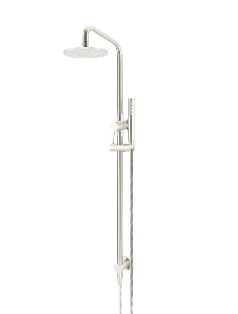 MEIR ROUND COMBINATION SHOWER RAIL 200MM ROSE, SINGLE FUNCTION HAND SHOWER