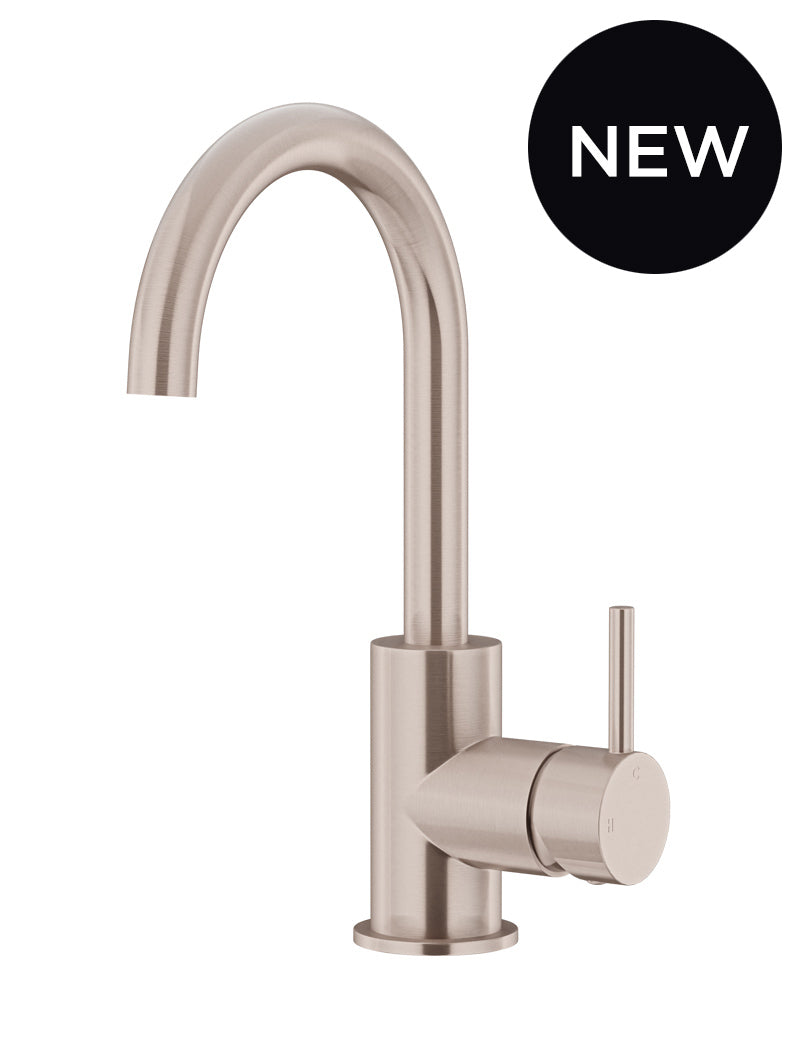 MEIR ROUND GOOSENECK BASIN MIXER WITH COLD START