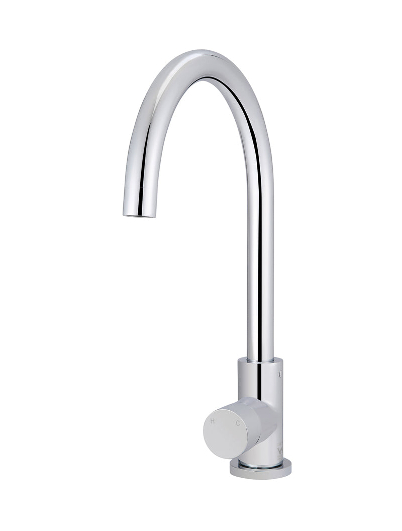 MEIR ROUND PINLESS GOOSENECK KITCHEN MIXER TAP