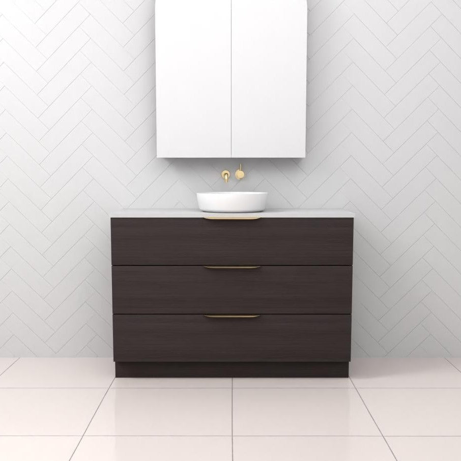CELESTE TRIO ESPRESSO OAK FREESTANDING VANITY - CAB ONLY