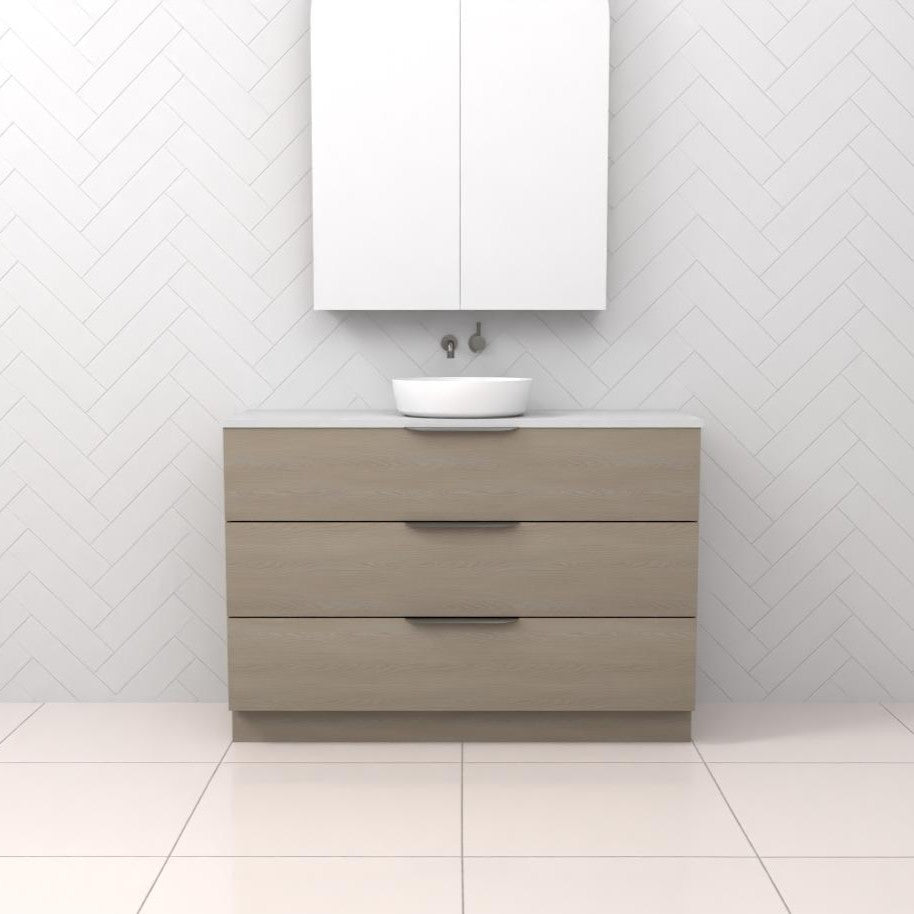 CELESTE TRIO SMOKED ASH FREESTANDING VANITY - CAB ONLY