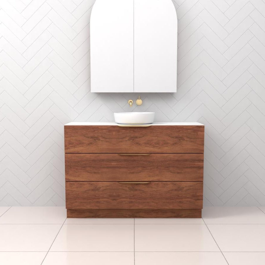 CELESTE TRIO TASMANIAN BLACKWOOD FREESTANDING VANITY - CAB ONLY