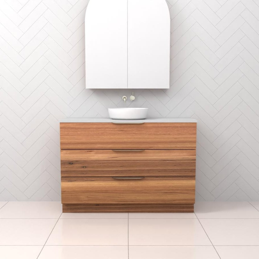 CELESTE TRIO BLACKBUTT FREESTANDING VANITY - CAB ONLY