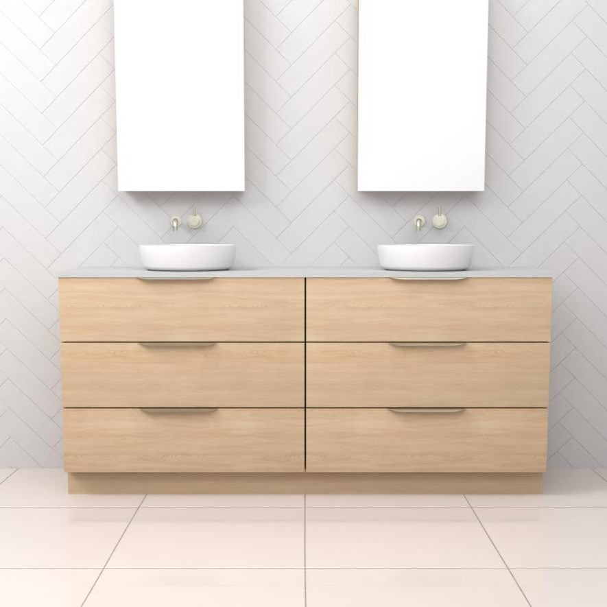 CELESTE TRIO VERO OAK FREESTANDING VANITY - CAB ONLY