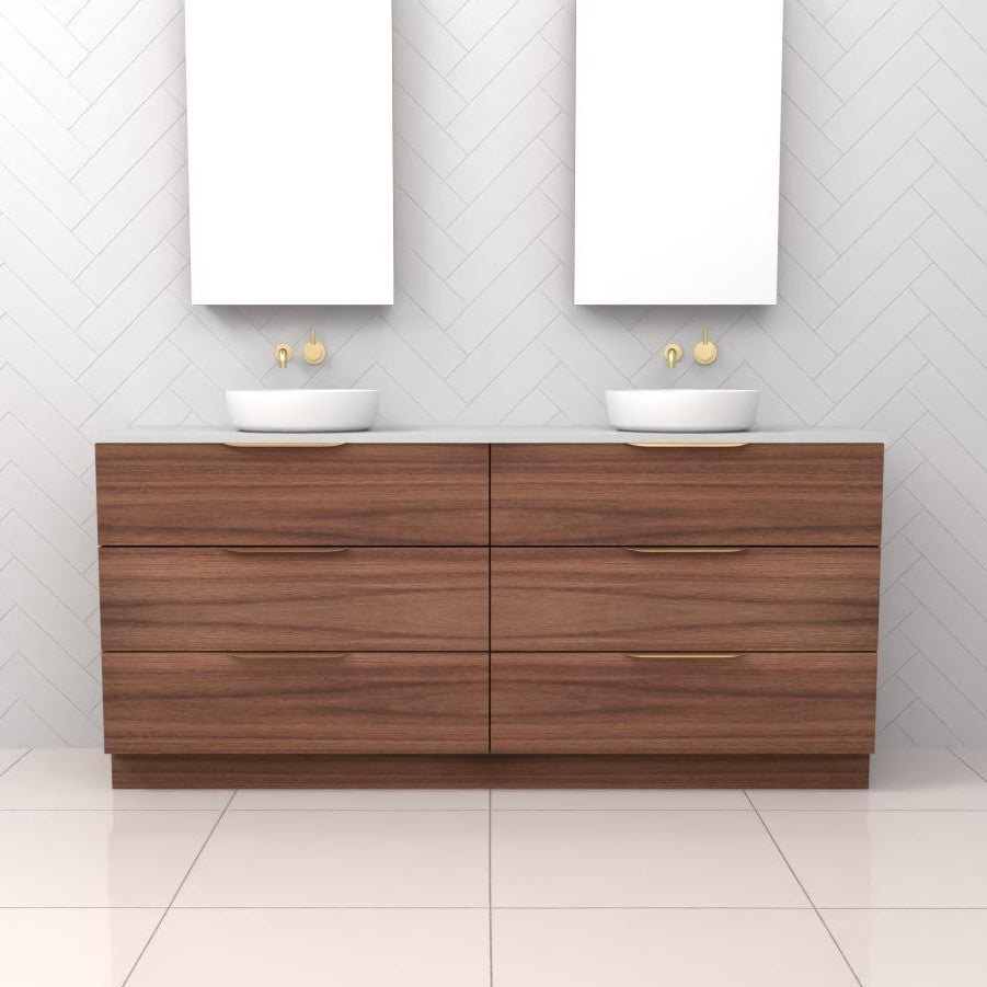 CELESTE TRIO WALNUT FREESTANDING VANITY - CAB ONLY
