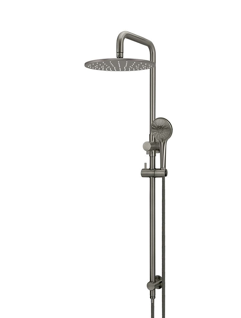 MEIR ROUND COMBINATION SHOWER RAIL 300MM ROSE, THREE FUNCTION HAND SHOWER
