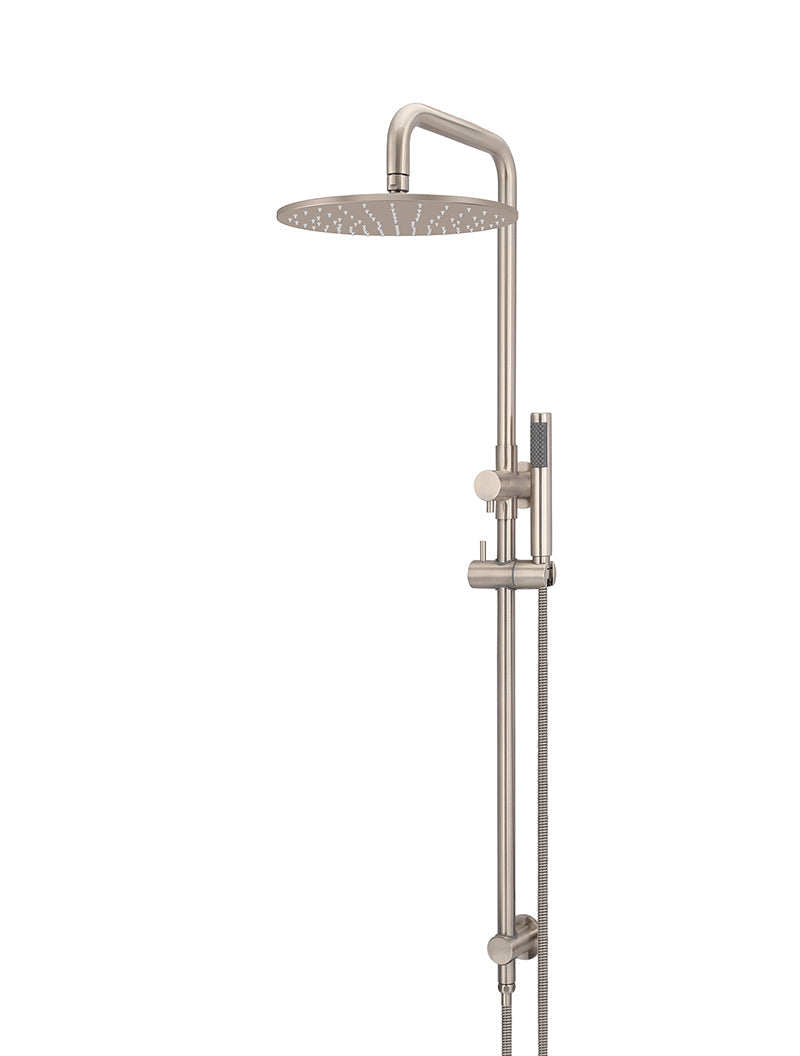MEIR ROUND COMBINATION SHOWER RAIL 300MM ROSE, SINGLE FUNCTION HAND SHOWER