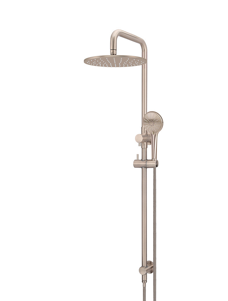 MEIR ROUND COMBINATION SHOWER RAIL 300MM ROSE, THREE FUNCTION HAND SHOWER