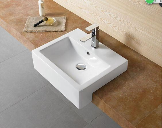 SEMI-RECESSED CERMAIC BASIN 425X460X155